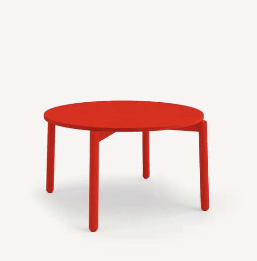 Red round table on a white background