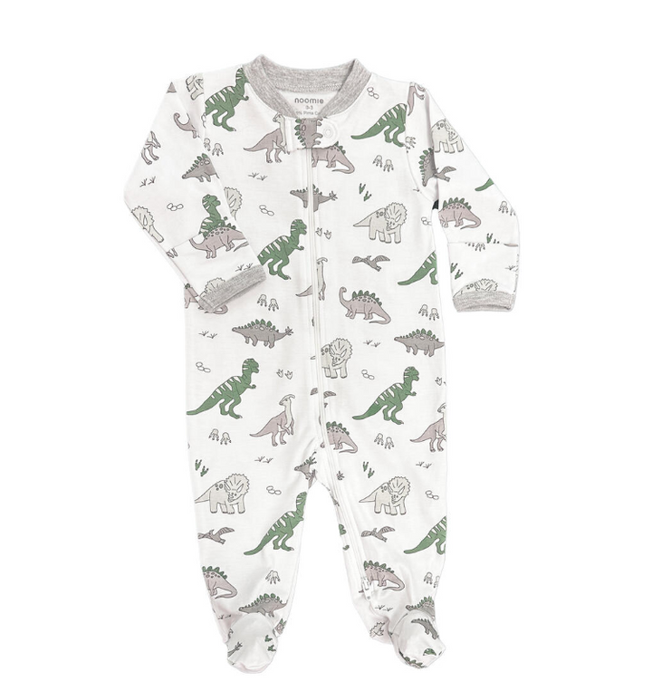 Dinosaur Zipper Footie by Noomie Baby