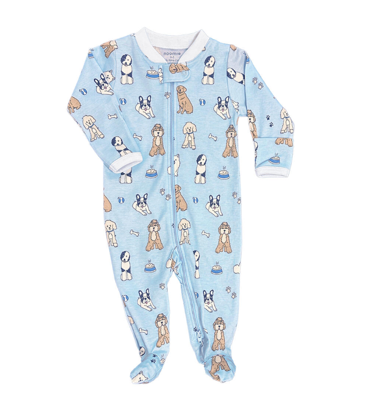 Doggy Daycare Zipper Footie by Noomie Baby