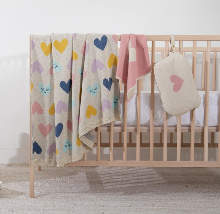 Smiley Heart Baby Blanket Set by Pink Lemonade