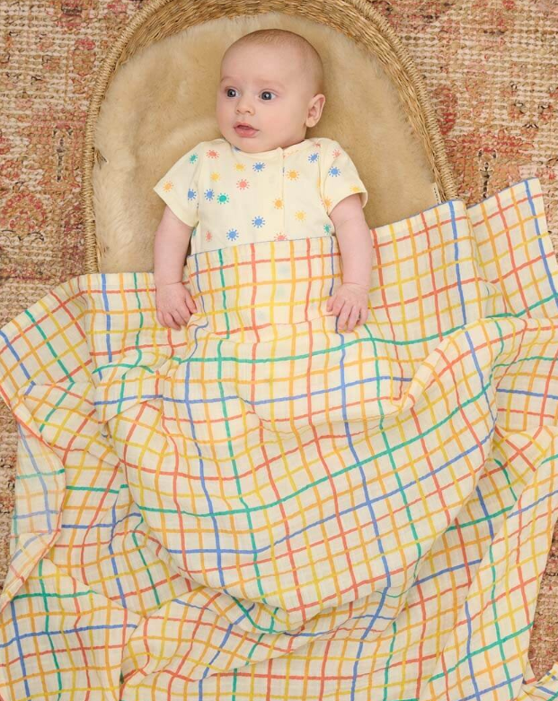 Rainbow Check Muslin Blanket by The Bonnie Mob