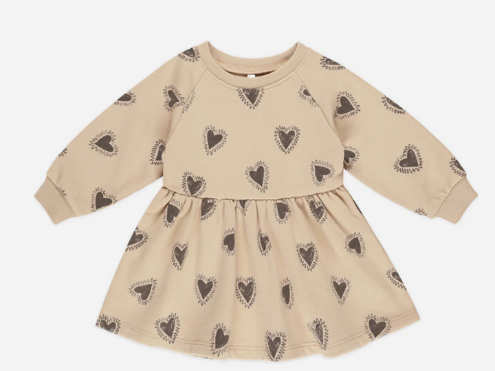 Hearts Raglan Dress by Rylee and Cru