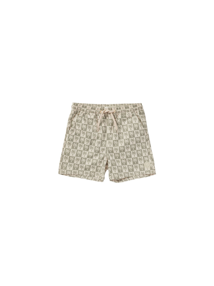 Palm Check Board Shorts by Rylee and Cru