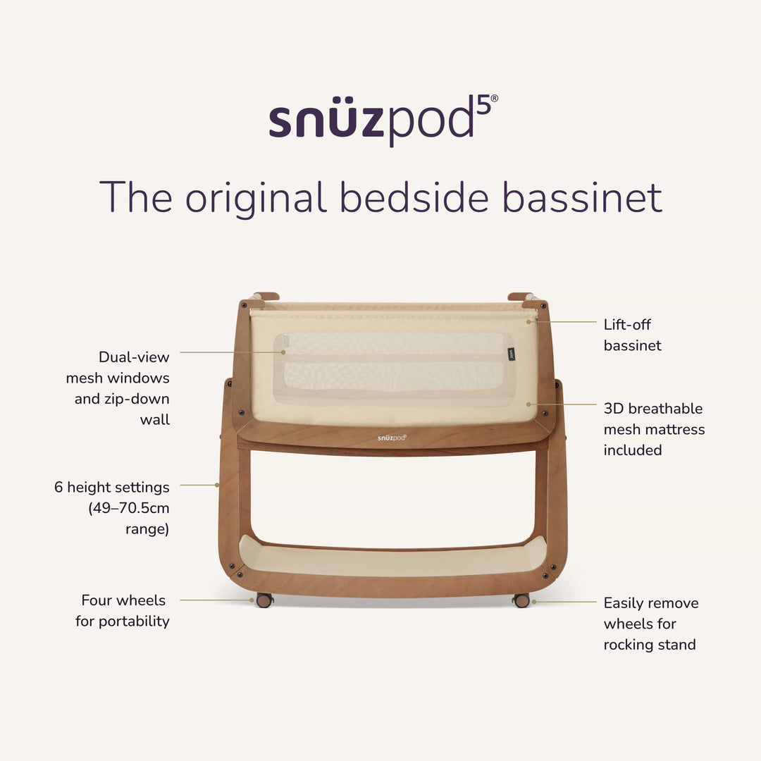 SnuzPod5 Bedside Bassinet