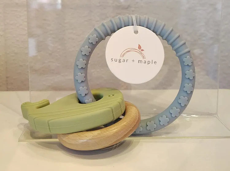 Ring Teether - Green Whale