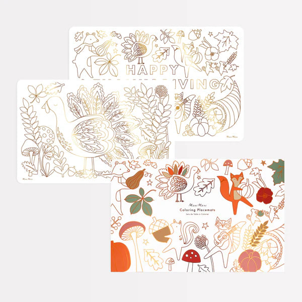 Thanksgiving Coloring Placemats (8 pieces) by Meri Meri