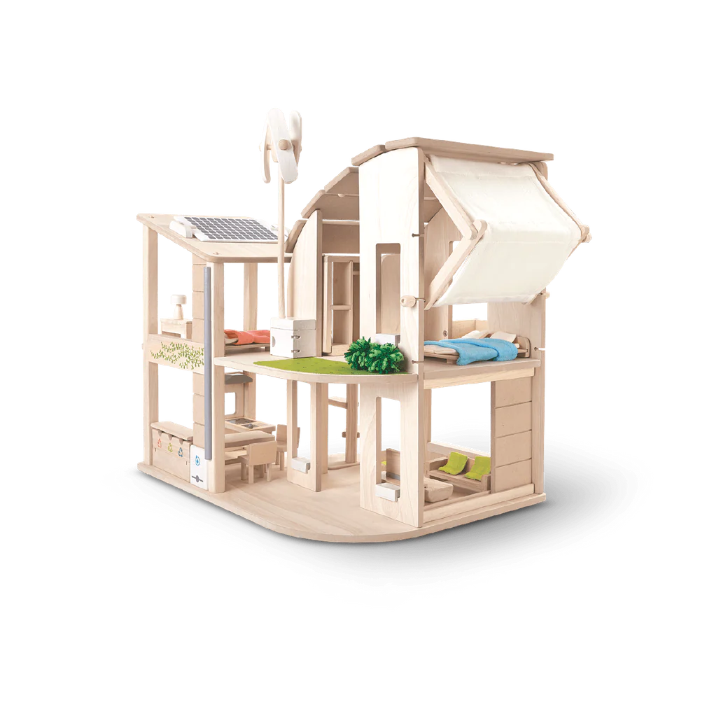 Green Dollhouse with Furniture by Plan Toys