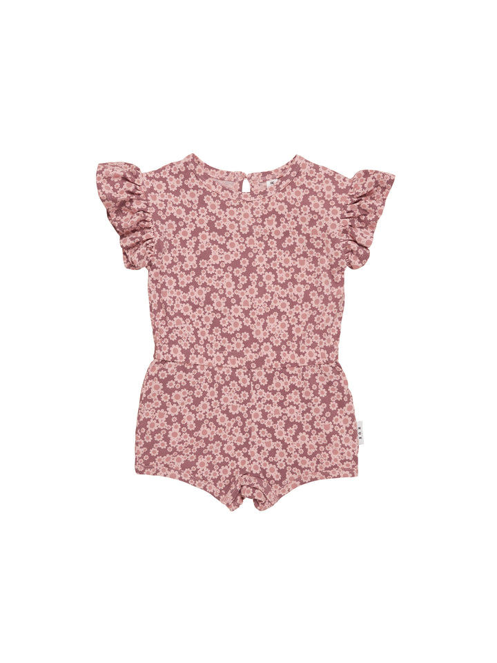 Flower Bear Frill Playsuit by Huxbaby