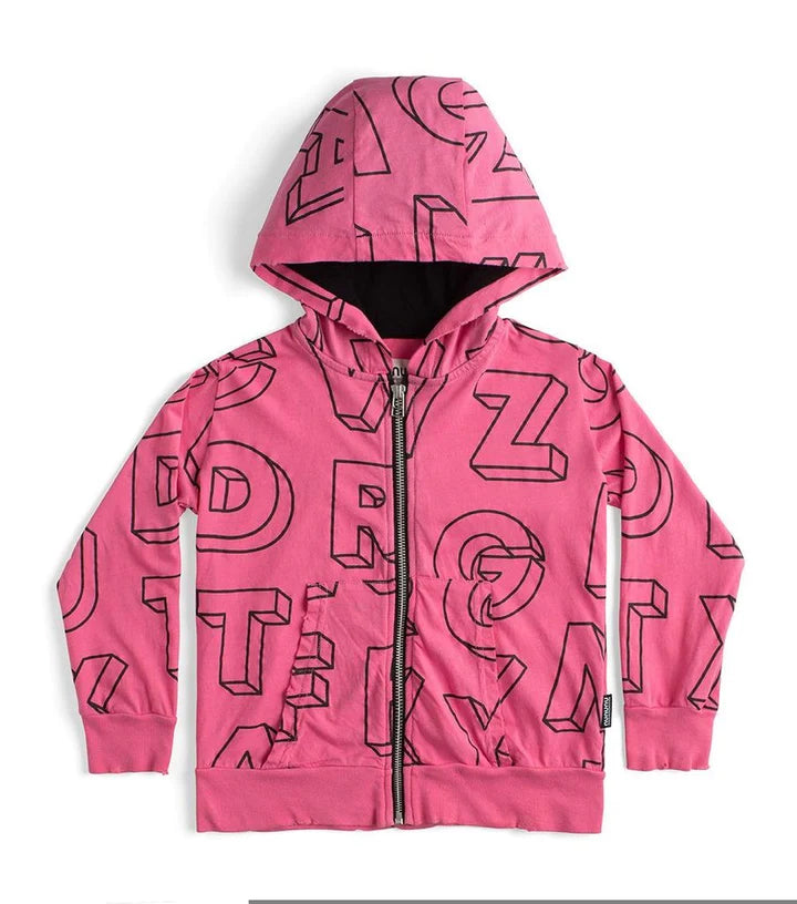 A-Z Zip Hoodie in Hot Pink