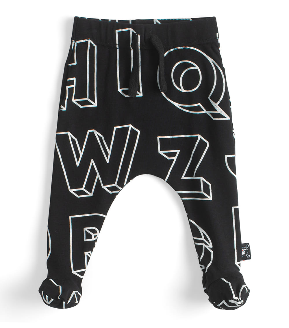 A-Z Footed Sweatpants in Black by Nununu