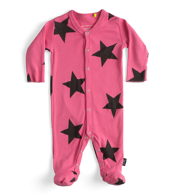 Star footed overall in hot pink by nununu