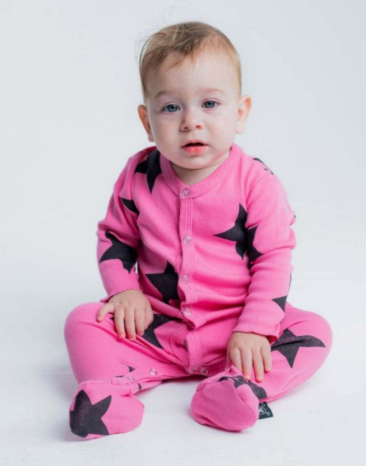 star footed overall in hot pink by nununu