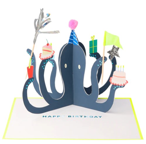 Party Octopus Stand Up Birthday Card by Meri Meri