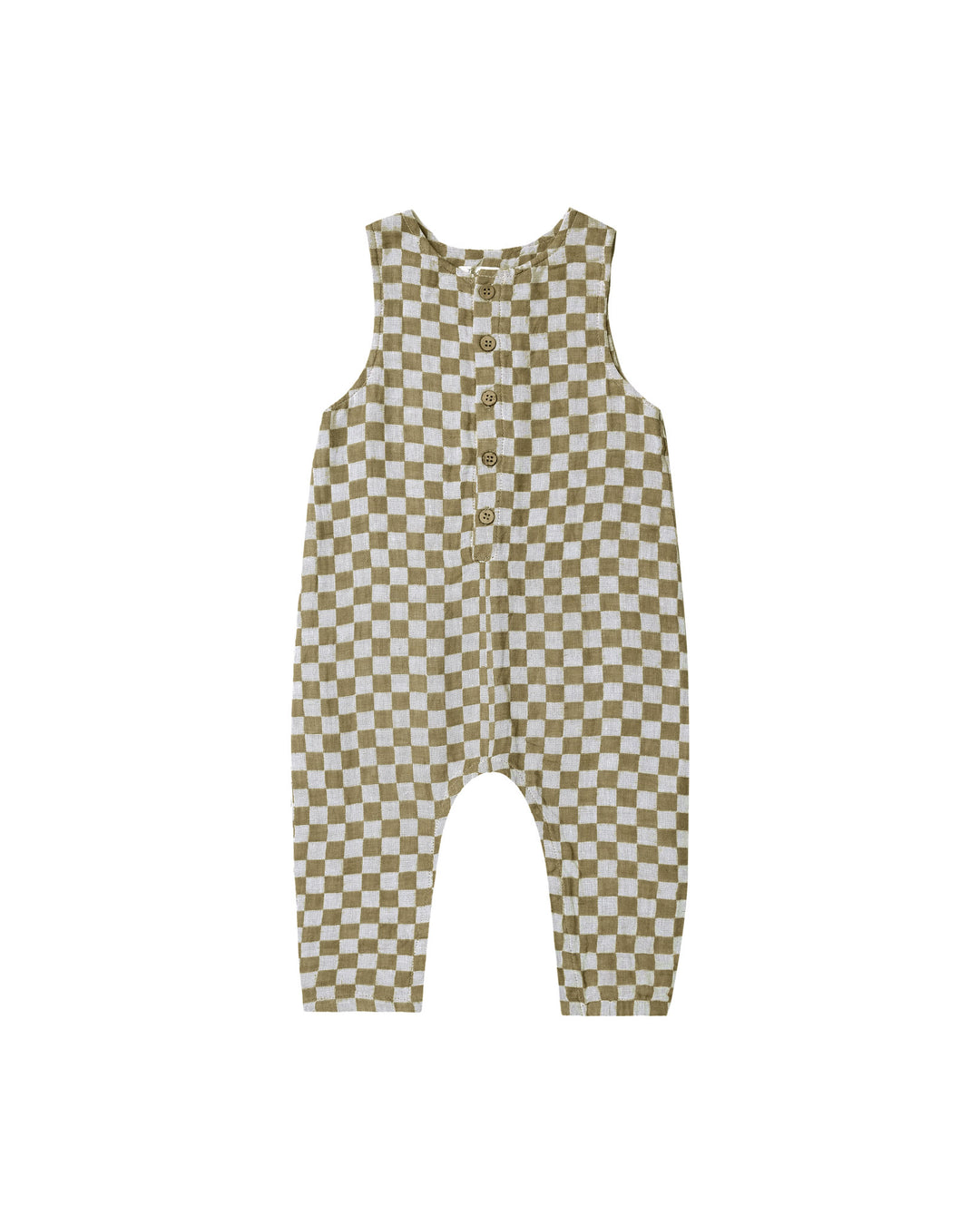 Olive Check Button Jumpsuit by Rylee + Cru