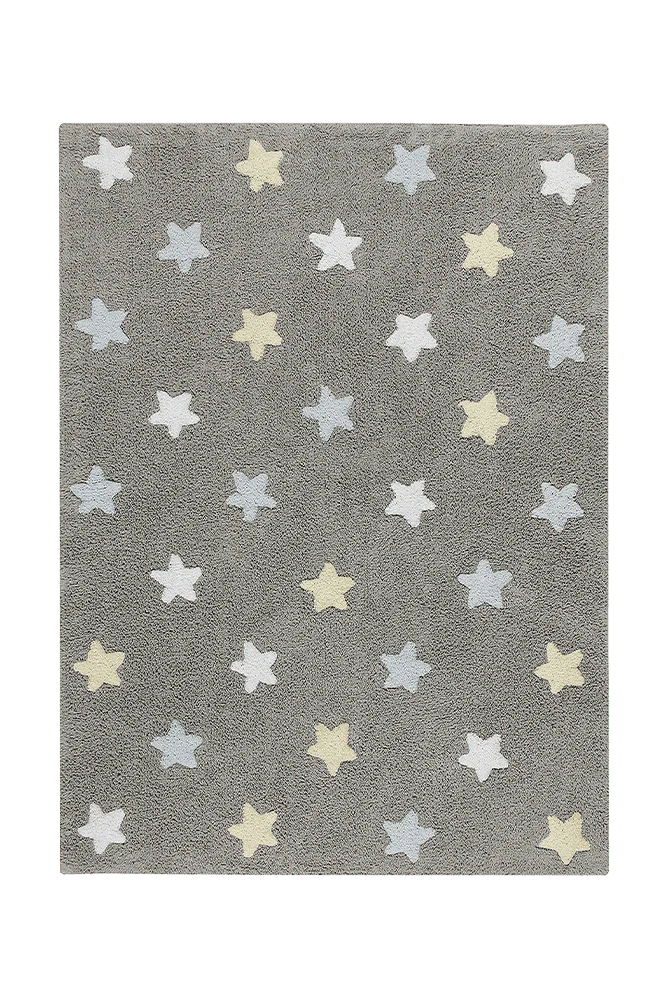 Tricolors Stars Rug in Grey