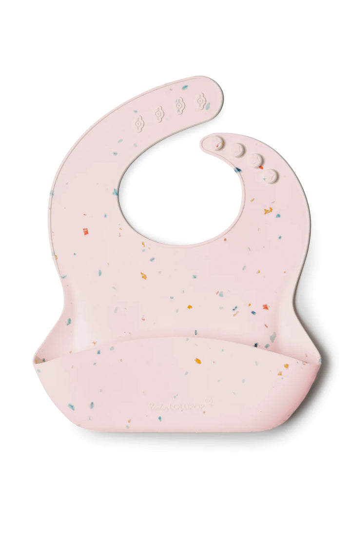 Pink Confetti Silicone Bib by Loulou Lollipop