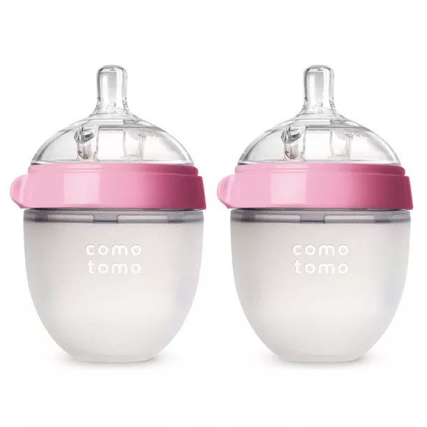 Comotomo Natural Feel Baby Bottle Double in pink 