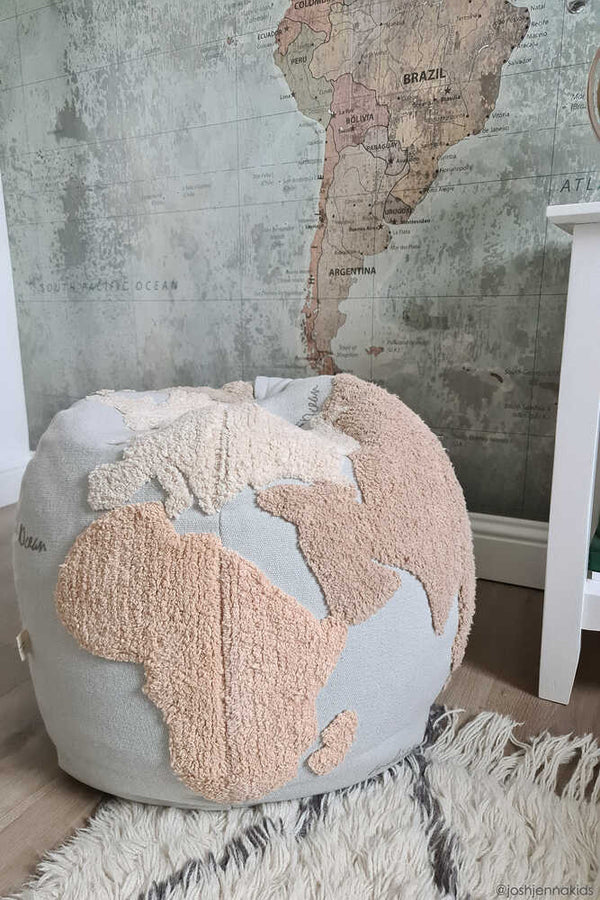 World Map Pouffe by Lorena Canals