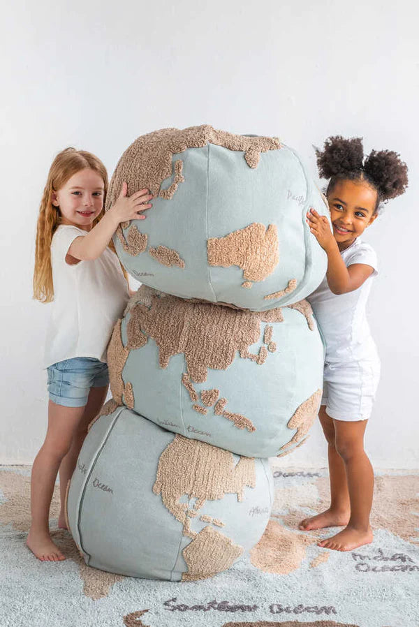 World Map Pouffe by Lorena Canals