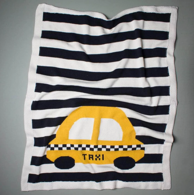 Large Organic Cotton Taxi Baby Blanket by Estella