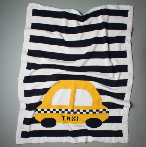 Large Organic Cotton Taxi Baby Blanket